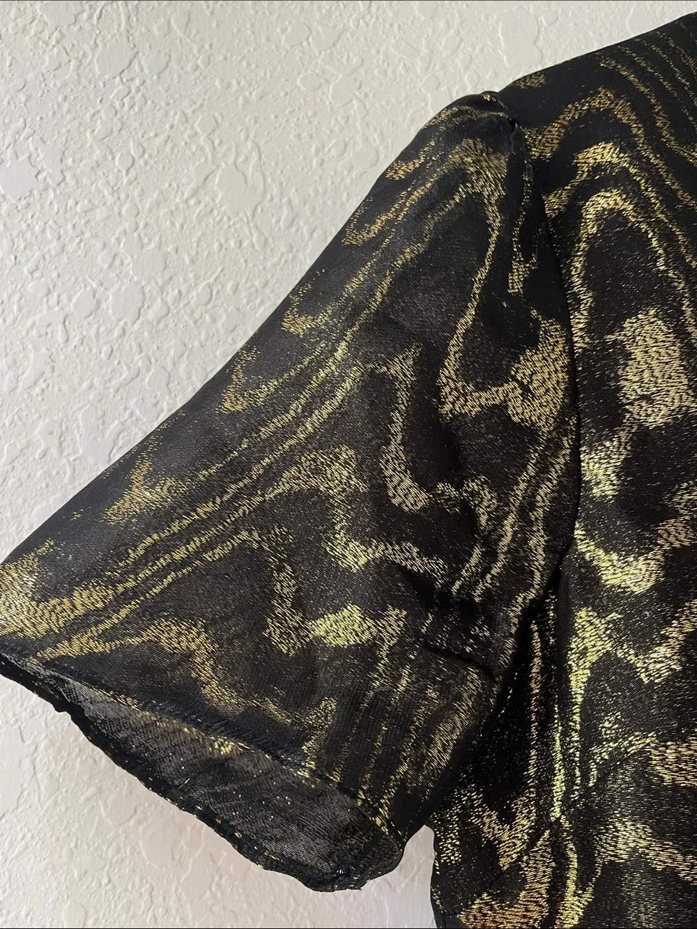 Michael Kors Black Tunic with Gold Wave Pattern